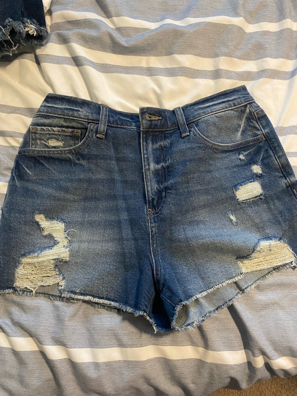 SO Distressed Dark Blue Denim Jean Shorts